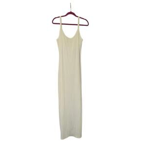 Aerie Real Soft Stretch Bodycon Maxi Dress White Ribbed Sleeveless XL